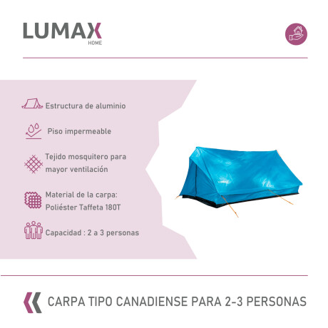 Carpa Lumax tipo Canadiense 2-3 personas Carpa Lumax tipo Canadiense 2-3 personas