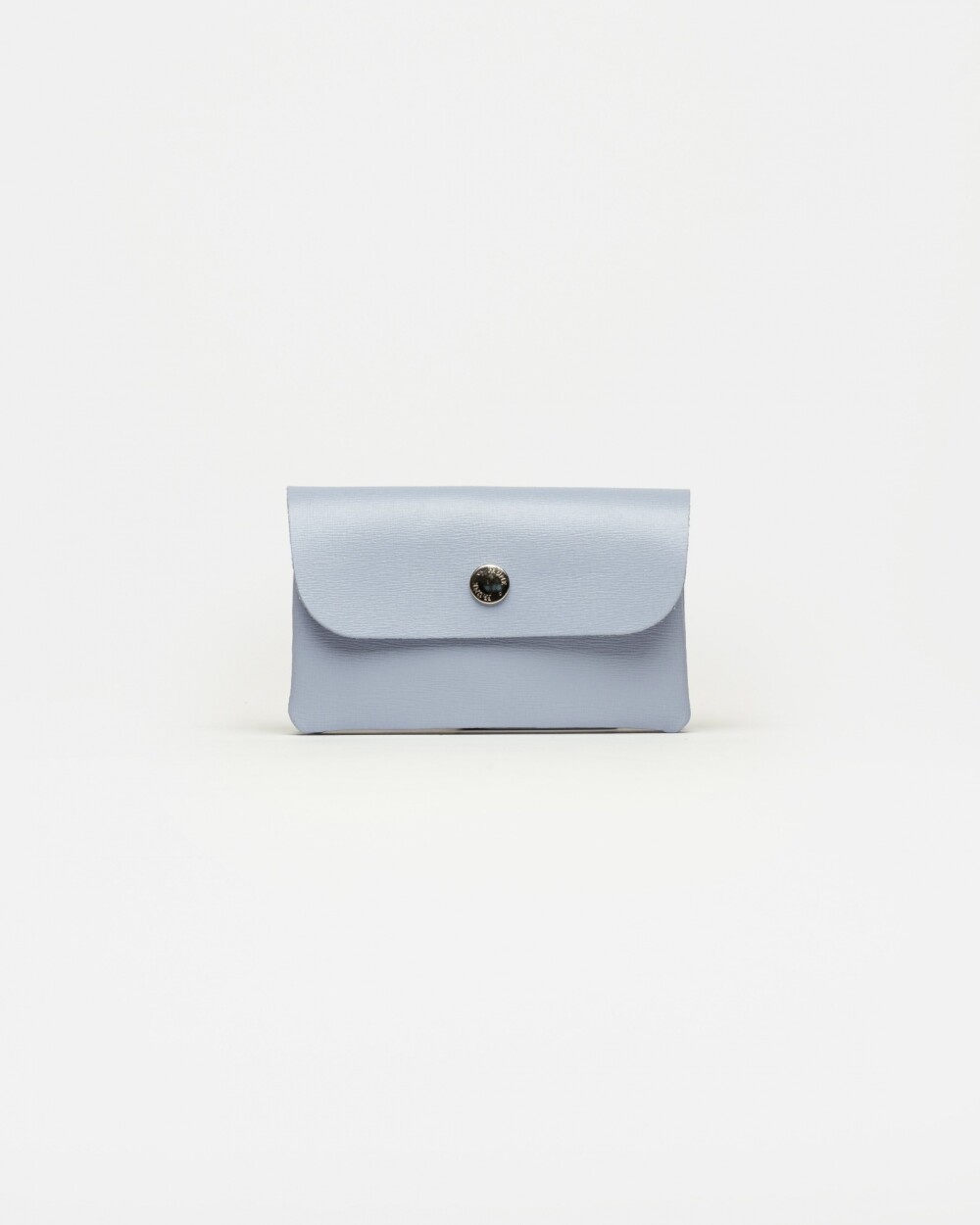 Tarjetero Santina en cuero grabado saffiano Celeste