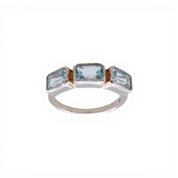 Anillo Trilogy-Plata rodinada-Piedra Topacio azul-AN2013 conpiedra