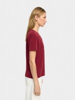 Camiseta Básica Cuello Pico burdeos
