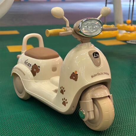 Triciclo Eléctrico Infantil Moto Para Niños A Batería Beige