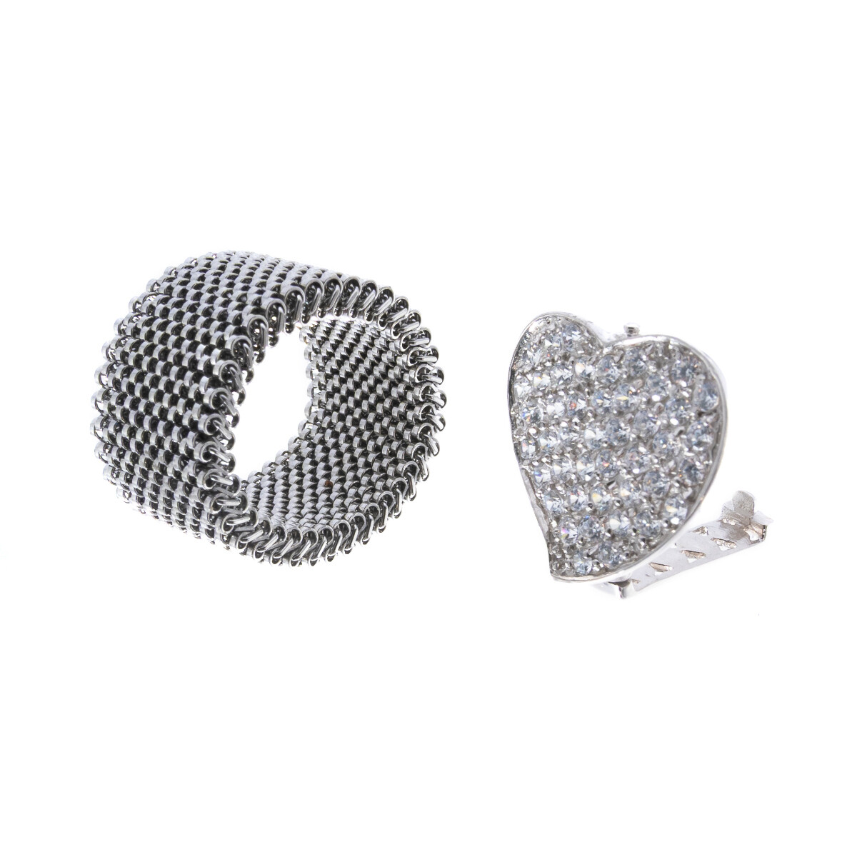 Anillo de acero con aplique en plata 925 y circonias, LOVE. 