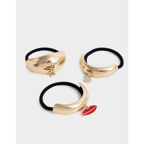 Set De Gomitas Elásticas Con Charms Combinacion Tricolor