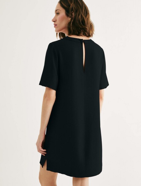 VESTIDO CORTO DE CREPÉ DE VISCOSA NEGRO