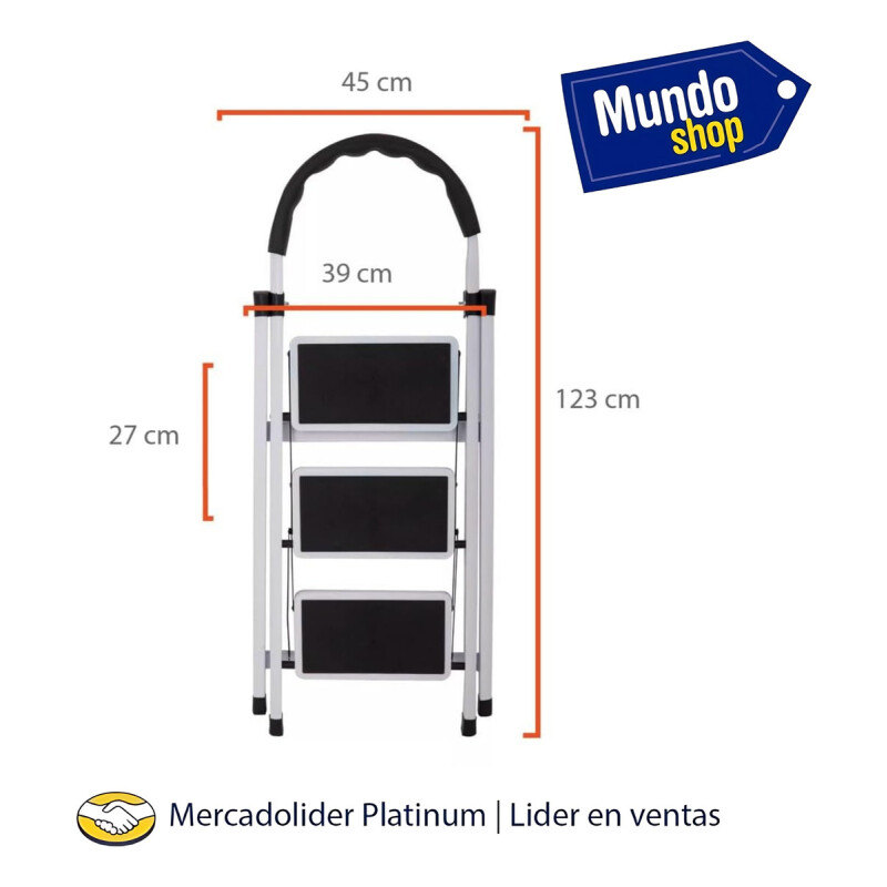 Escalera De Aluminio Tijera 3 Escalones Antideslizante Negro