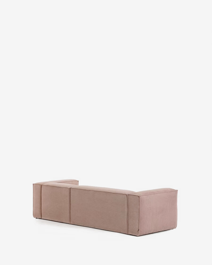 Sofá Blok 3 plazas chaise longue derecho pana gruesa rosa 300 cm