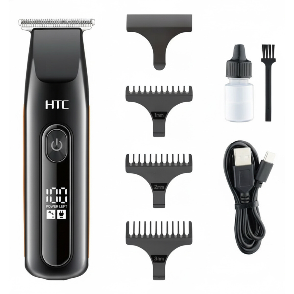 Afeitadora Cortadora De Pelo Barba inalámbrica Lcd HTC AT508 - Color Negro 