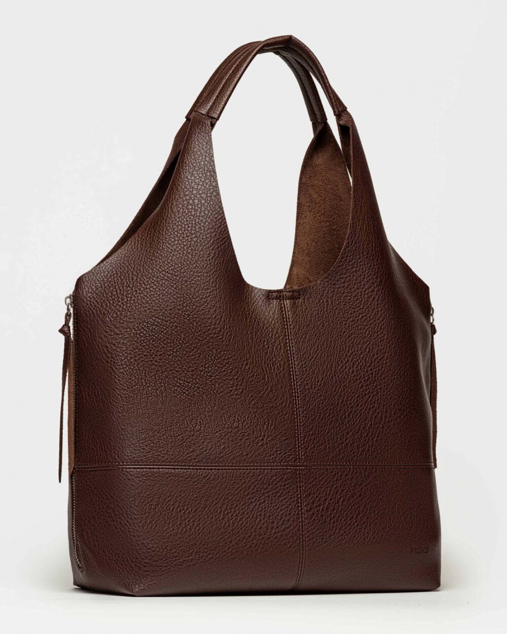 Shopper Amalfi en efecto cuero graneado Chocolate