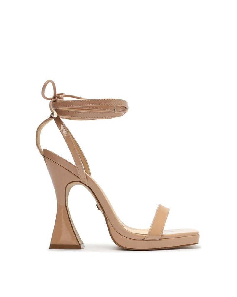 Sandalia Taco Alto Tiras Beige U