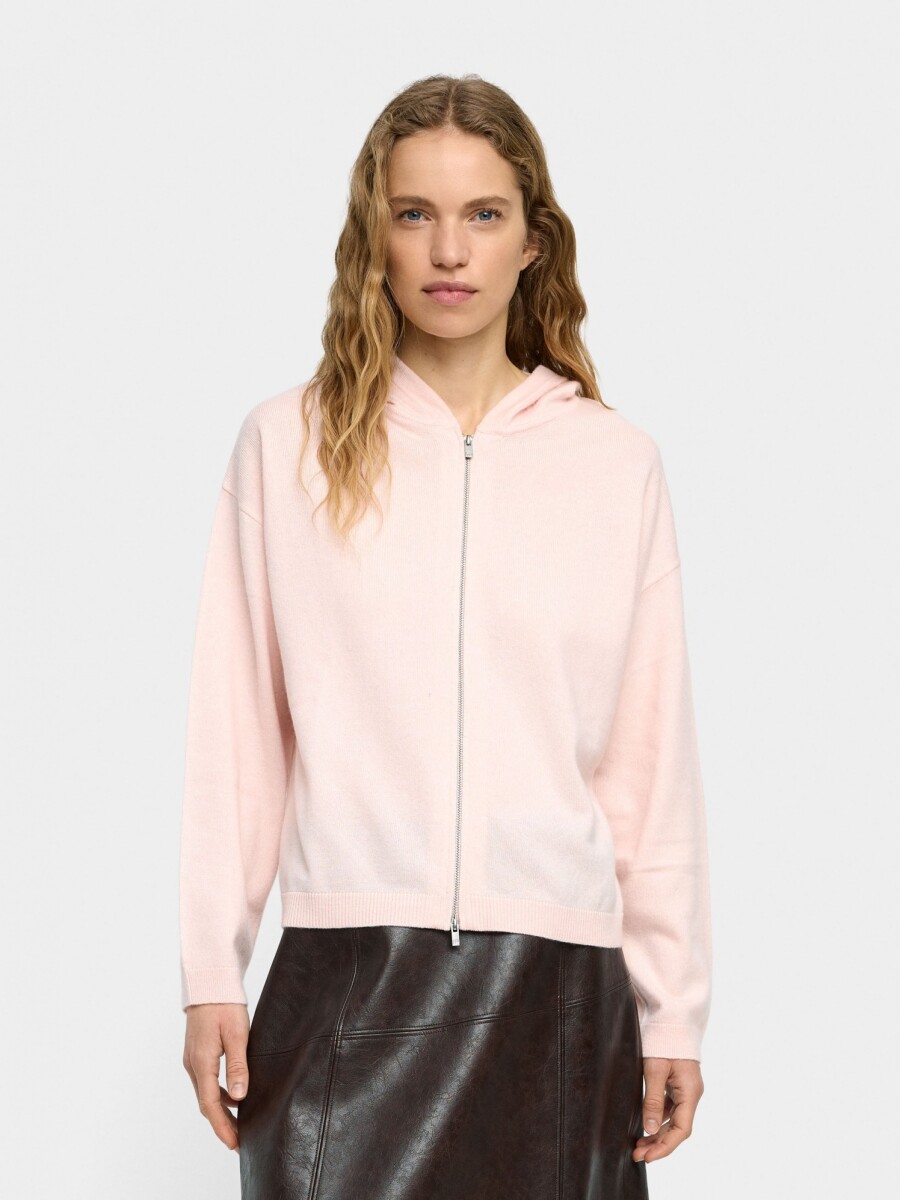 Cárdigan De Punto Con Capucha rosa