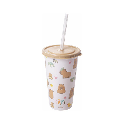 Vaso Plástico con Pajita Carpincho 500 ml U