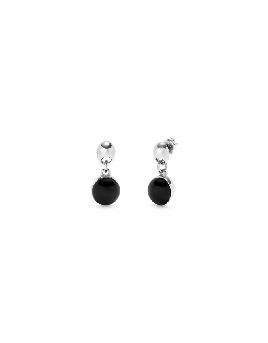 PENDIENTES EN ALEACIAÓN DE METALES BAÑADA EN PLATA DE LEY CON CRISTAL DE MURANO NEGRO - Pendiente 