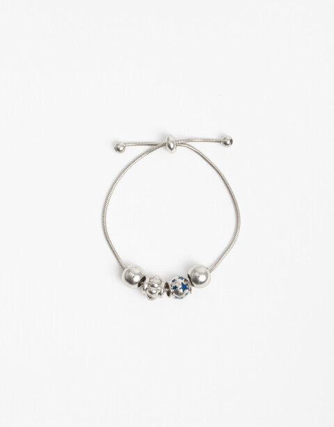 Pulseras Flexibles Metal Pulsera Flexible Dijes - Plateado Rodio