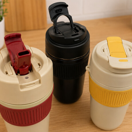 Vaso térmico con tapa hermética 450ml Negro