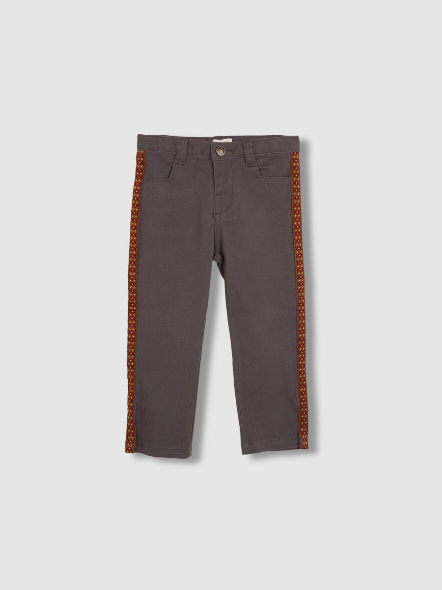 Pantalon Campana Con Cinta Lateral Gris Marengo