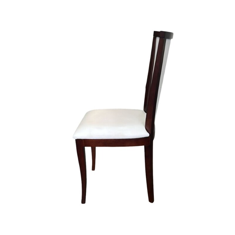 Silla en madera tapizada en tela sintetica blanca Silla en madera tapizada en tela sintetica blanca