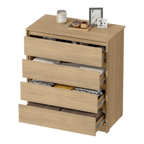 Comoda Cajonera Carla para Dormitorio 4 Cajones con Rieles Telescópicos - Castaño Comoda Cajonera Carla para Dormitorio 4 Cajones con Rieles Telescópicos - Castaño