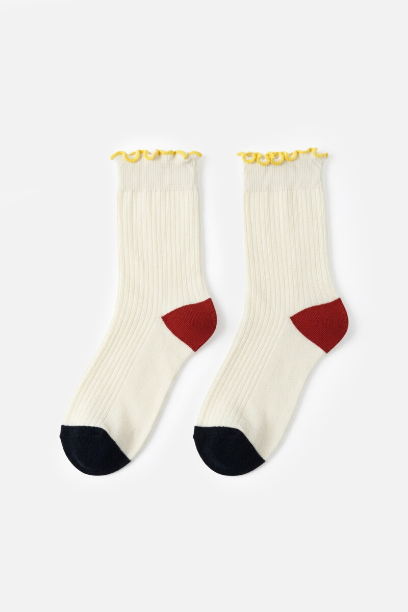 Medias color block wavy crudo