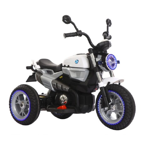 Moto Street Niños Triciclo Motor Batería c/ USB Luces Música Blanco