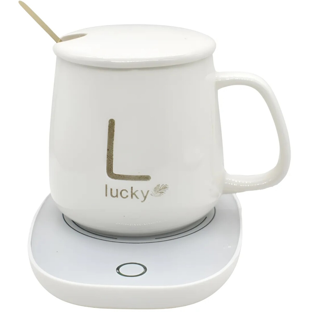 TAZA DE CERÁMICA CON BASE CALENTADORA - BLANCO 