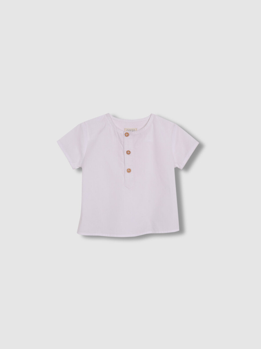 Camisa Sin Cuello Blanco