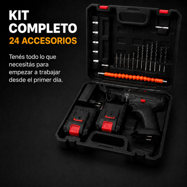 Taladro Percutor Atornillador + 2 Baterías 48V Inalambrico Negro