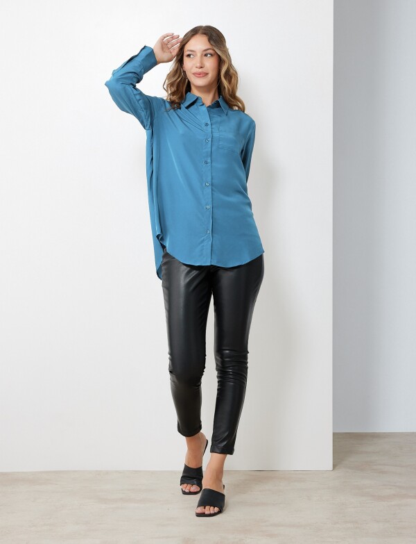 Camisa Saten TURQUESA