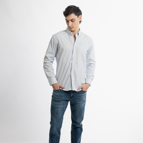 Camisa Clásica Cuadro celeste
