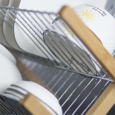 Escurridor plegable de dos niveles Madera/Metal