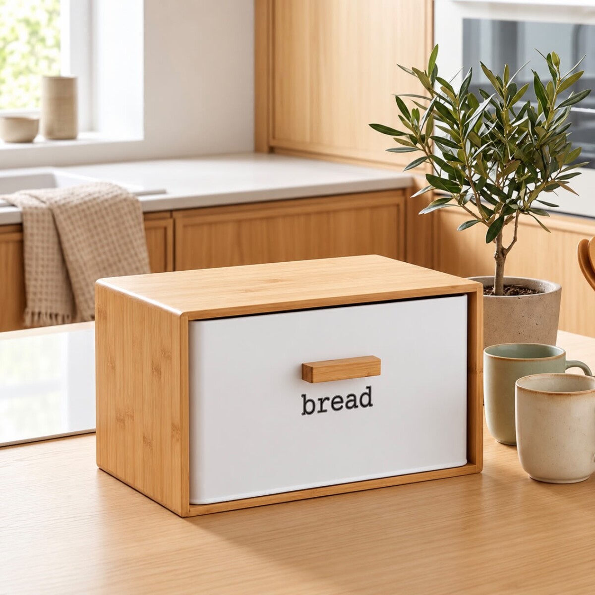 Panera estructura en Bamboo y caja Metálica - Blanca 