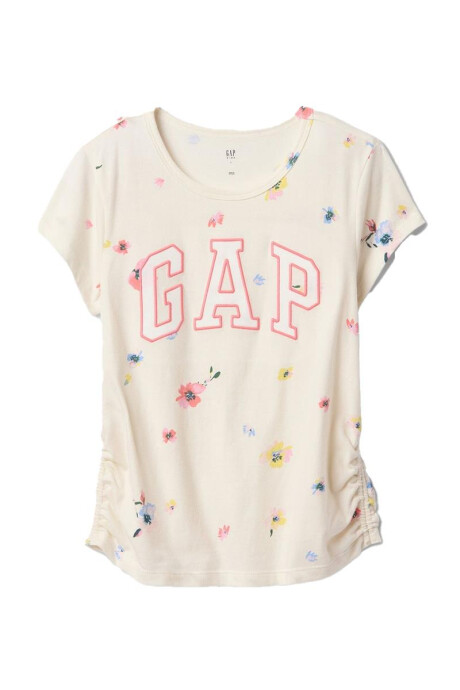 Remera Logo Gap Niña White Floral Print