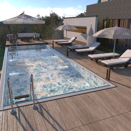 Porcelanato Azul Tipo Ónix Brillo 60X120Cm Pared Piso Apto Piscinas 000