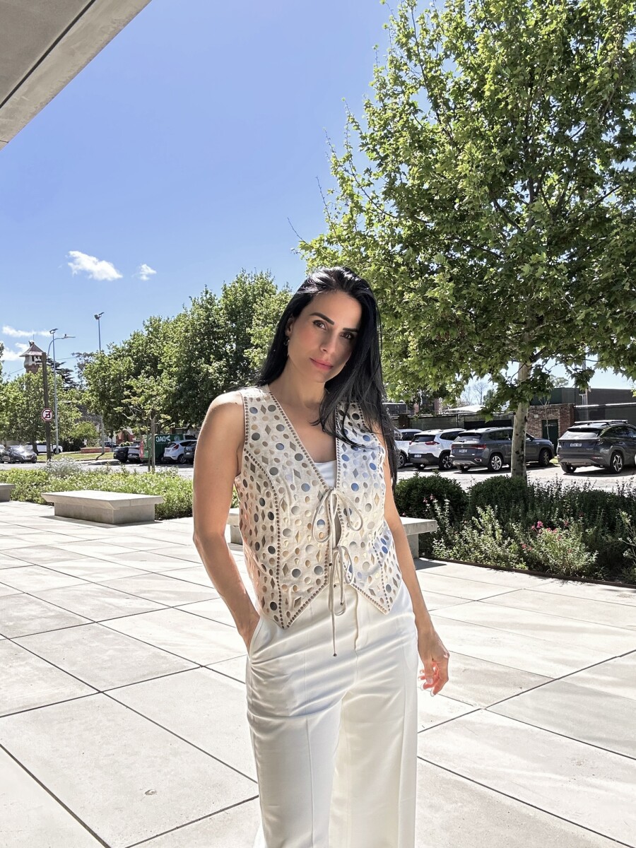 Chaleco con apliques Deia - Beige 