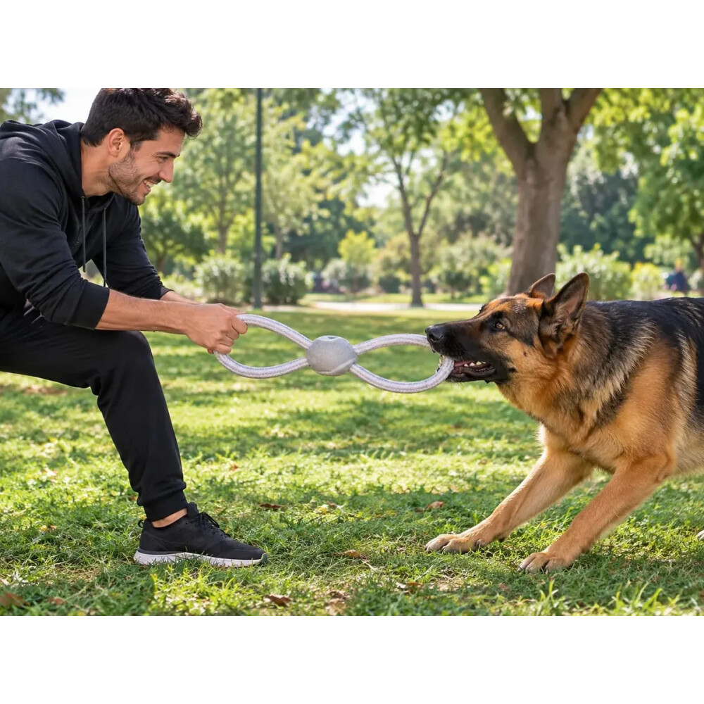 Juguete Para Perro De Cuerda Y Pelota 8 - Okidoki Juguete Para Perro De Cuerda Y Pelota 8 - Okidoki