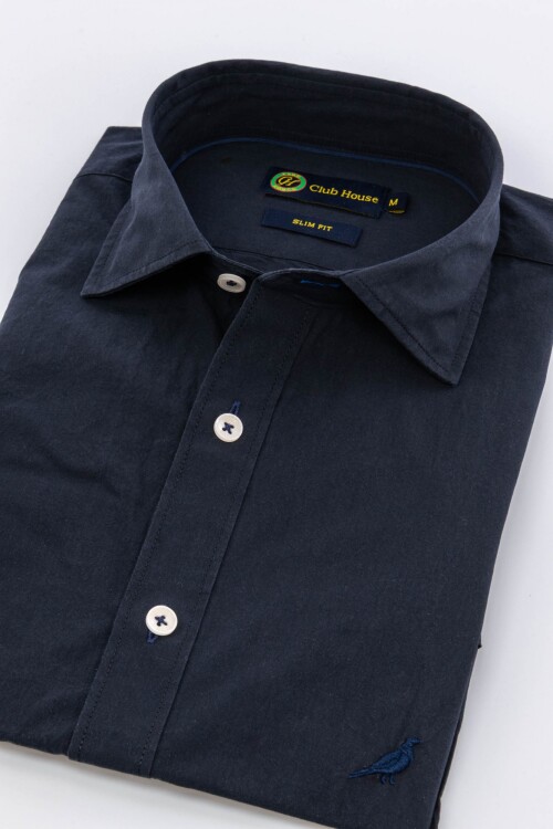Camisa Short collar Azul marino