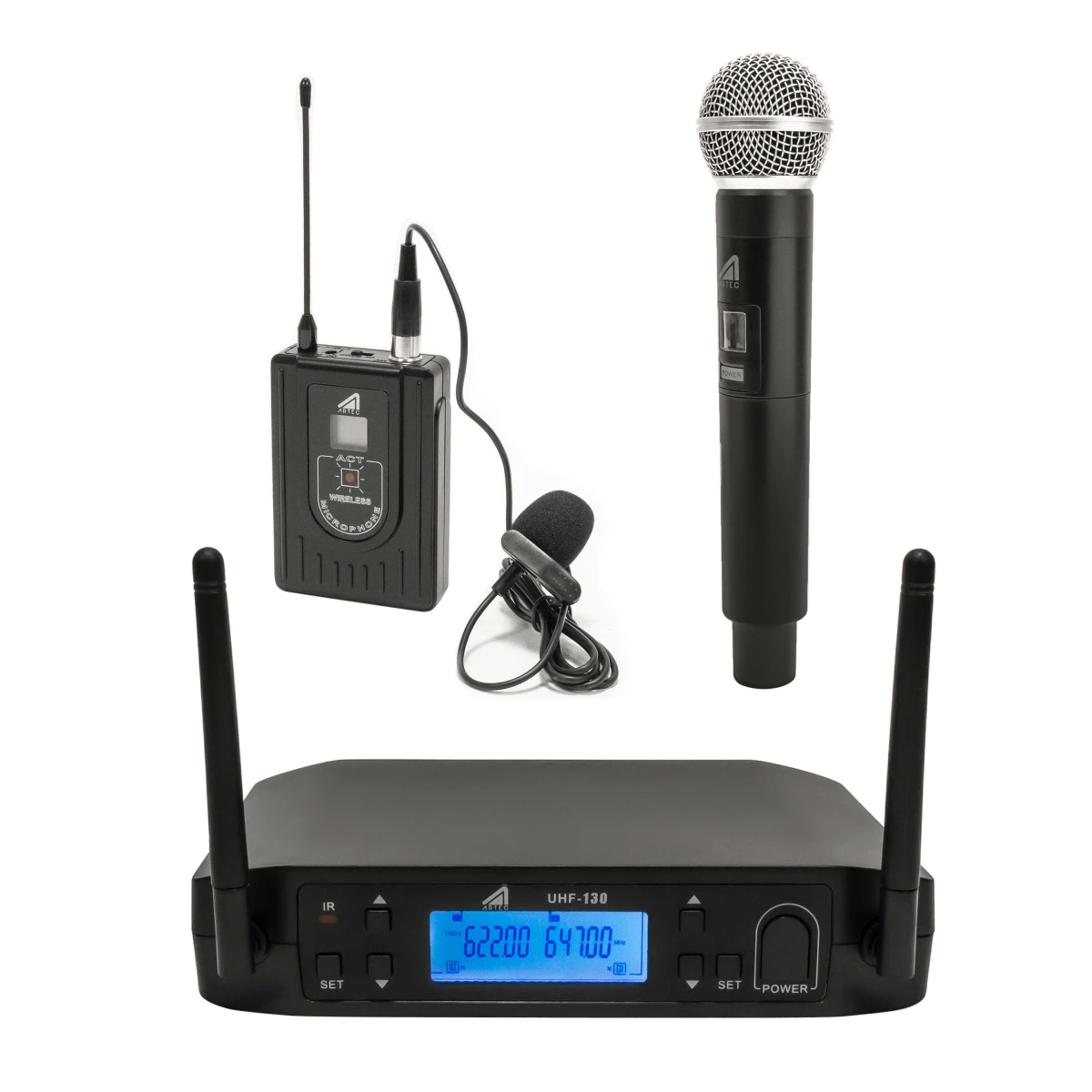 MICROFONO INALAMBRICO UHF130 MANO+LAVALIER 