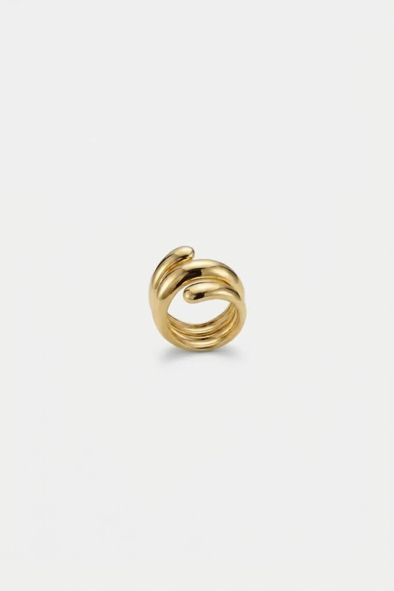 Anillo acero triple dorado