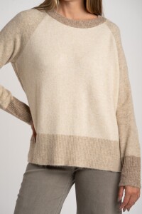 Sweater Color Block Beige Melange