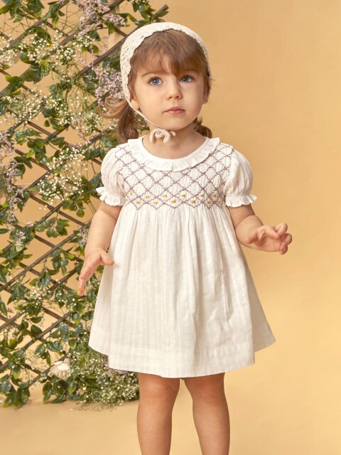 Vestido Nido De Abeja Blanco