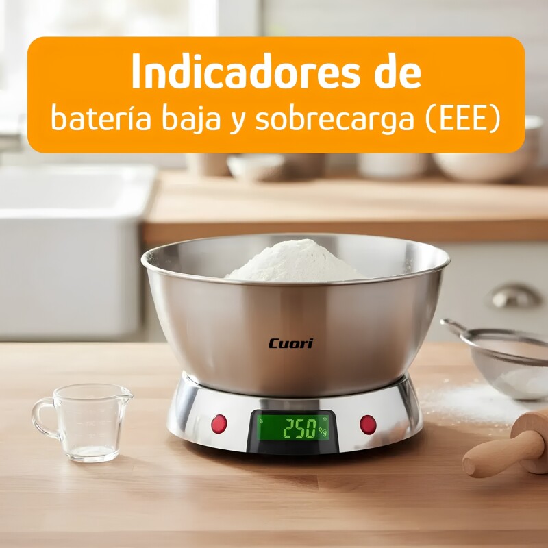 Balanza de Cocina Digital Cuori 5kg Inox + Bowl Extraíble Balanza de Cocina Digital Cuori 5kg Inox + Bowl Extraíble
