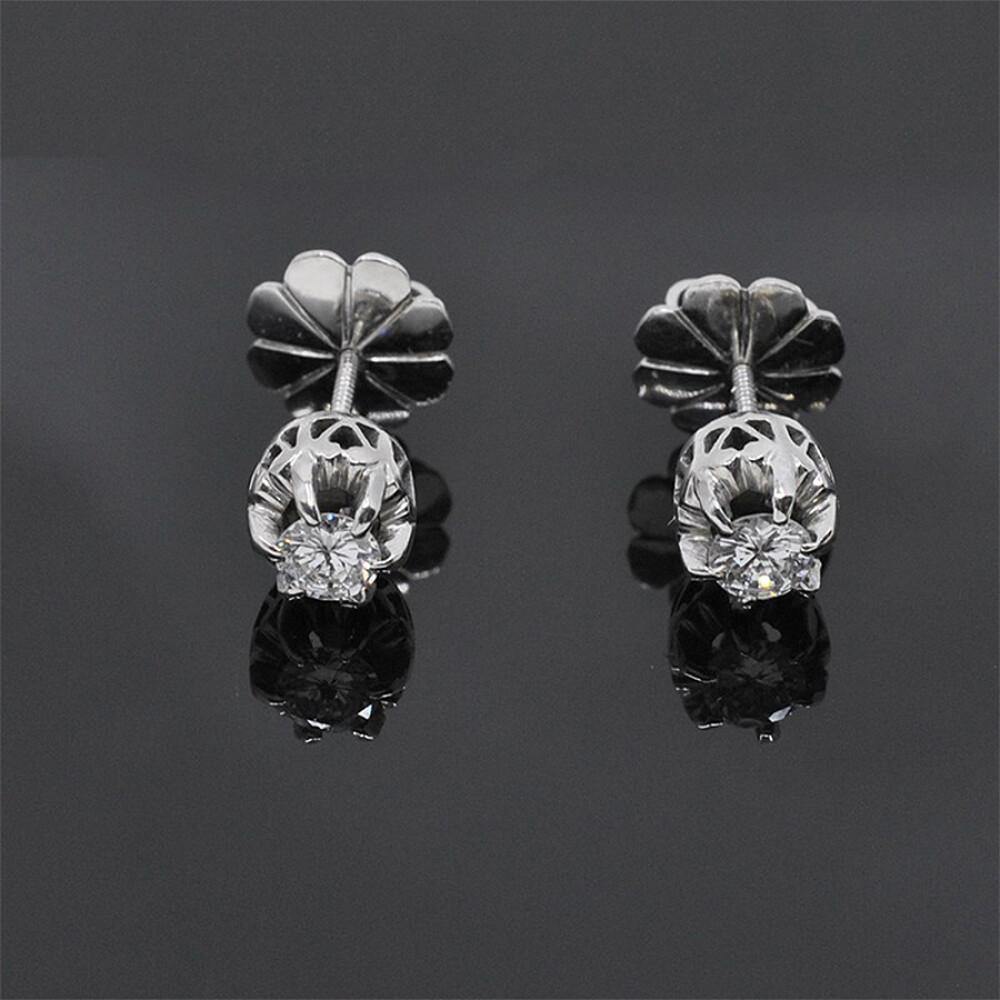 Caravanas En Oro 18K Blanco Y Brillantes Caravanas En Oro 18K Blanco Y Brillantes