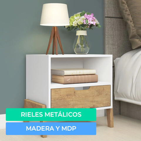 Mesa de Luz Combinada con Patas Madera - MDP - Linea Melilla Mesa de Luz Combinada con Patas Madera - MDP - Linea Melilla