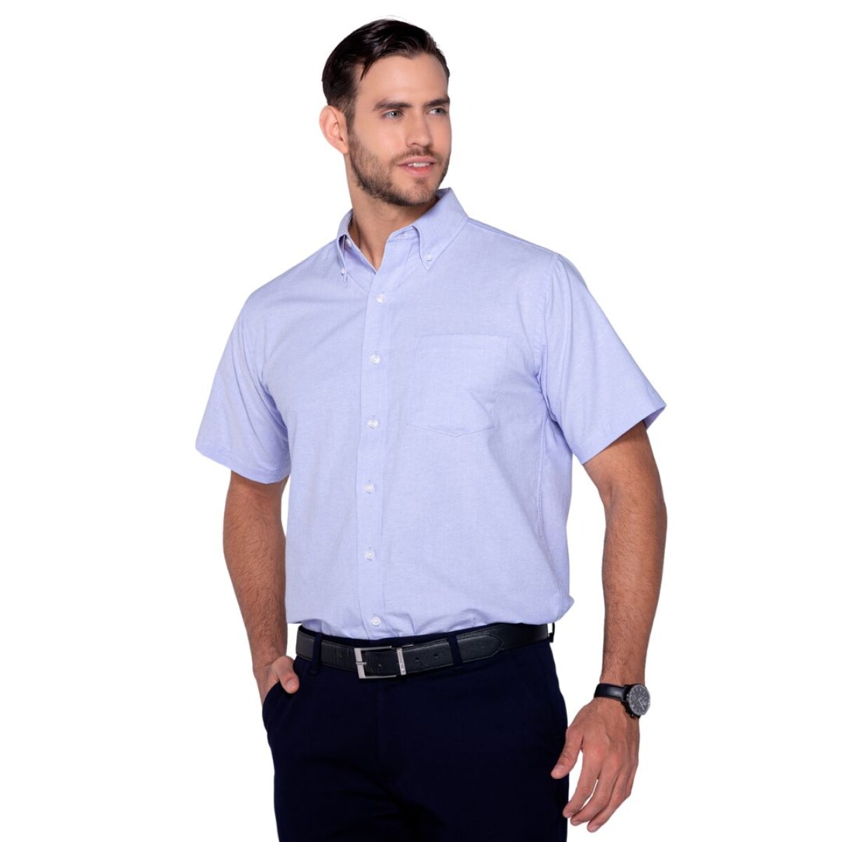 Camisa oxford manga corta - Azul claro 