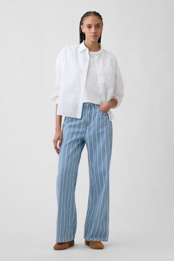 Jean Wide Leg Tiro Alto Mujer Blue Stripe