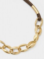 Collar Corto De Eslabones Con Cordón marron