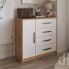Cómoda Cajonera 4 Cajones 1 Puerta Mdp Premium Blanco/Nogal Cómoda Cajonera 4 Cajones 1 Puerta Mdp Premium Blanco/nogal