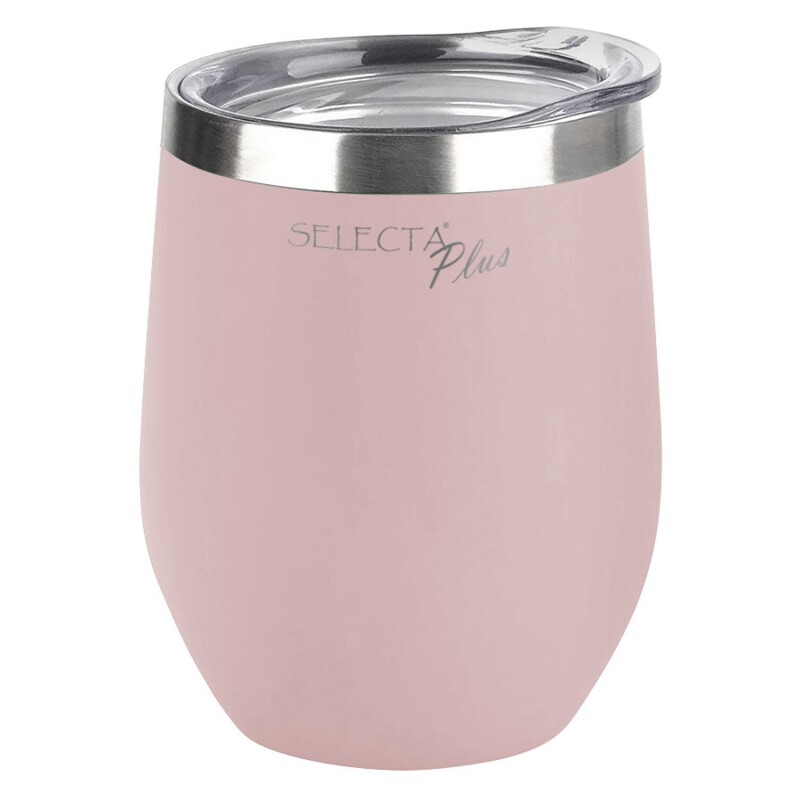 Vaso/Mate térmico Selecta con tapa en acero inoxidable 350ml Rosa
