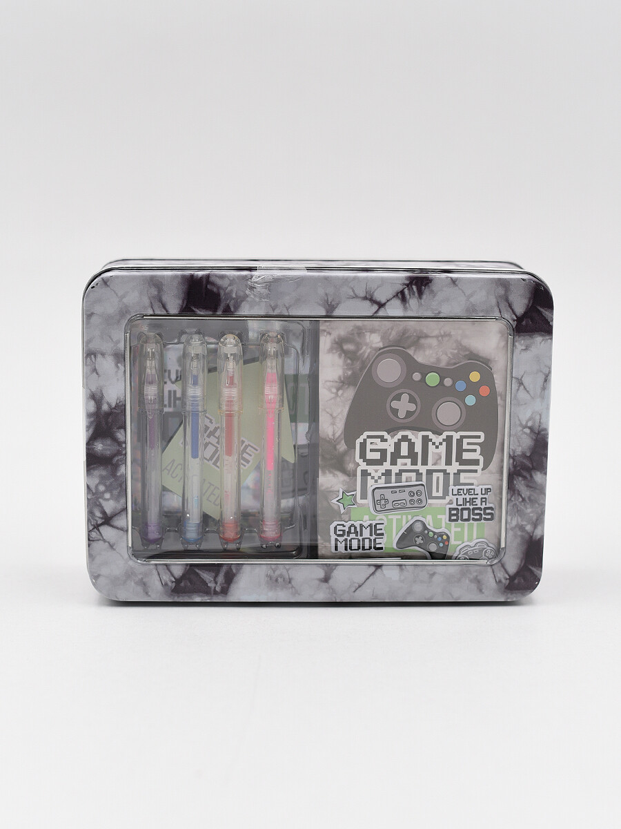 CAJA C/STICKER Y LAPICERAS - GRIS 
