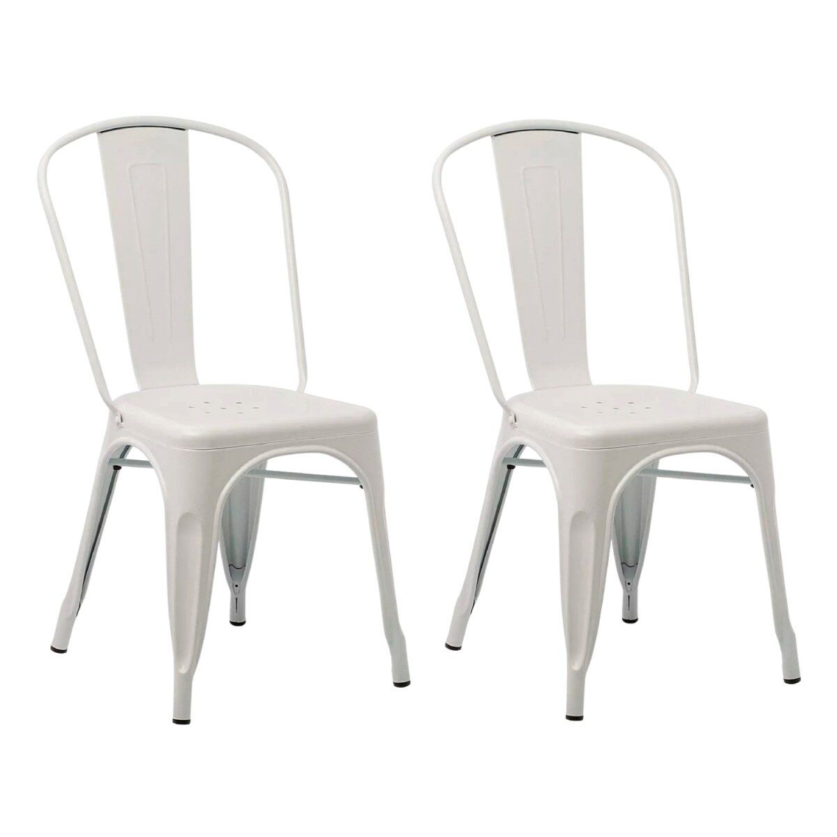 Pack x2 Sillas Tolix Lumax Metal Colores Living Comedor - Blanco 