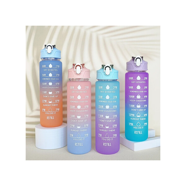 Botella De Agua Deportiva 900ML Motivacional Hidratacion Fit Variante Color Rosa